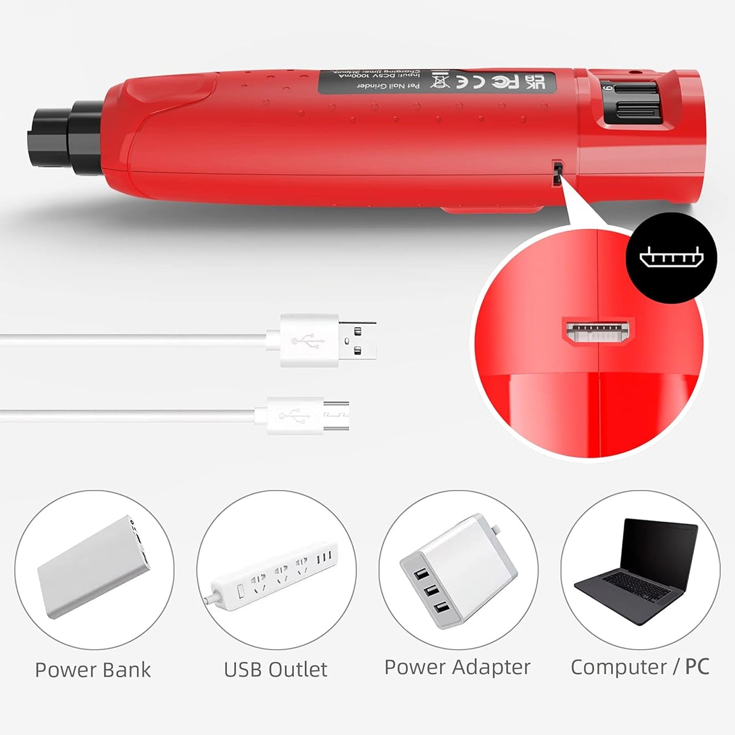GrindyPex Dustproof Pet Nail Grinder with LED & 6-Speeds