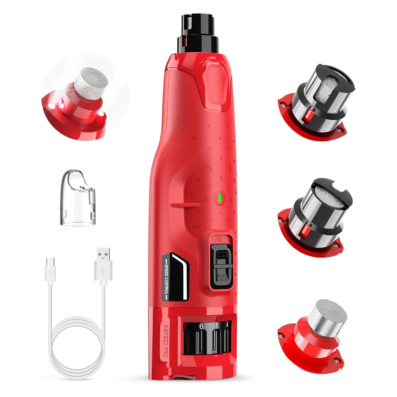 GrindyPex Dustproof Pet Nail Grinder with LED & 6-Speeds
