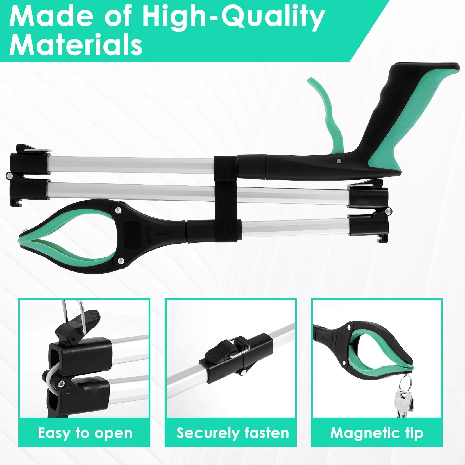 GripFizy 43-Inch Reacher Grabber Tool - Extra Long Foldable Pickup Tool, Non-Slip TPR Jaw