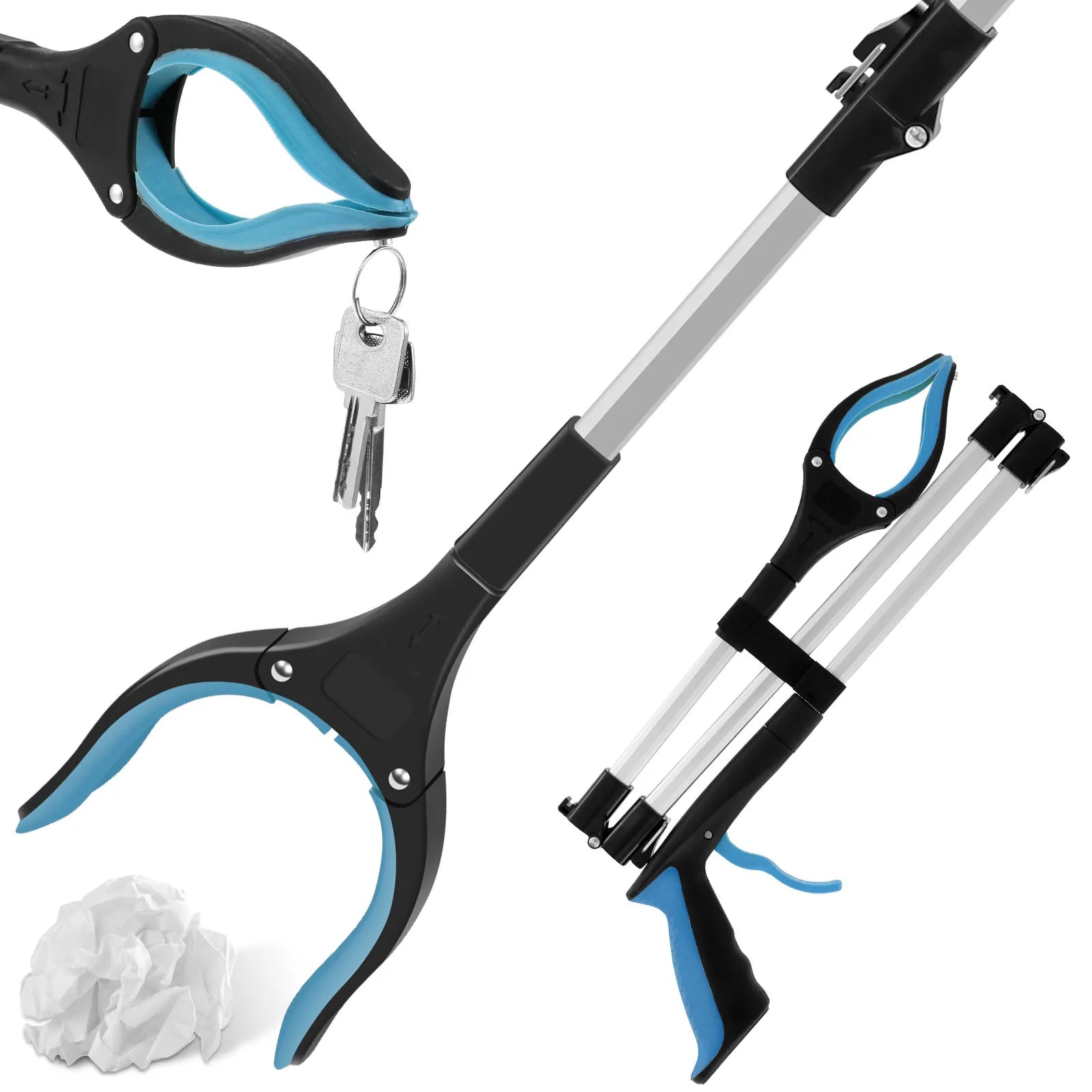 GripFizy 43-Inch Reacher Grabber Tool - Extra Long Foldable Pickup Tool, Non-Slip TPR Jaw