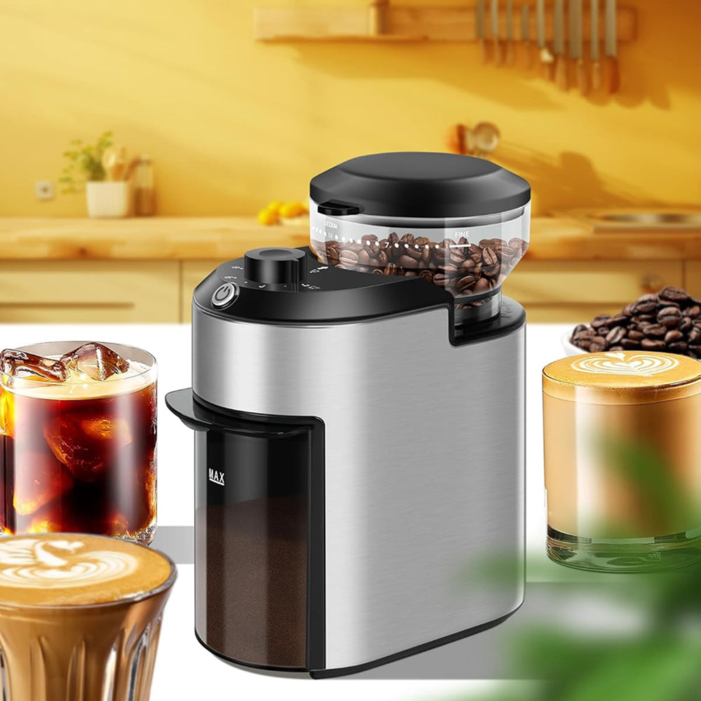 GrixFeni 28-Setting Precision Burr Coffee Grinder for Barista Results