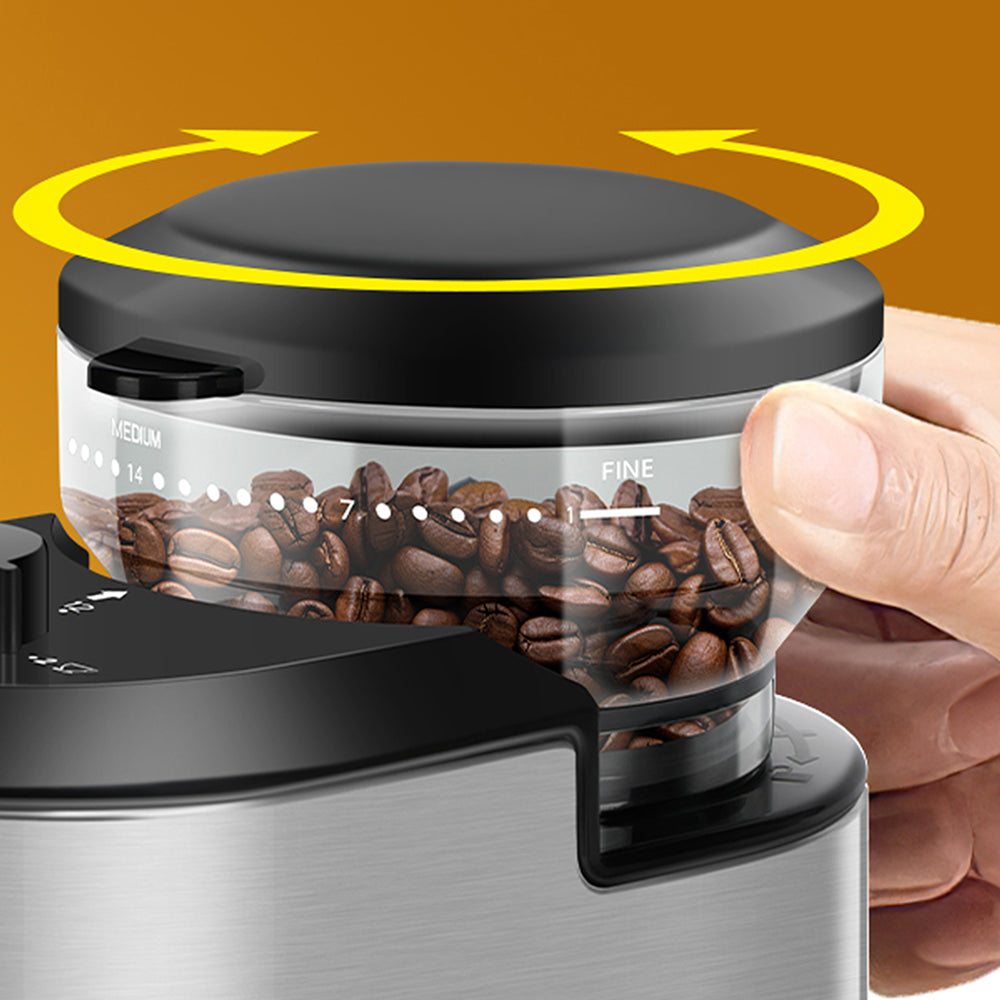 GrixFeni 28-Setting Precision Burr Coffee Grinder for Barista Results