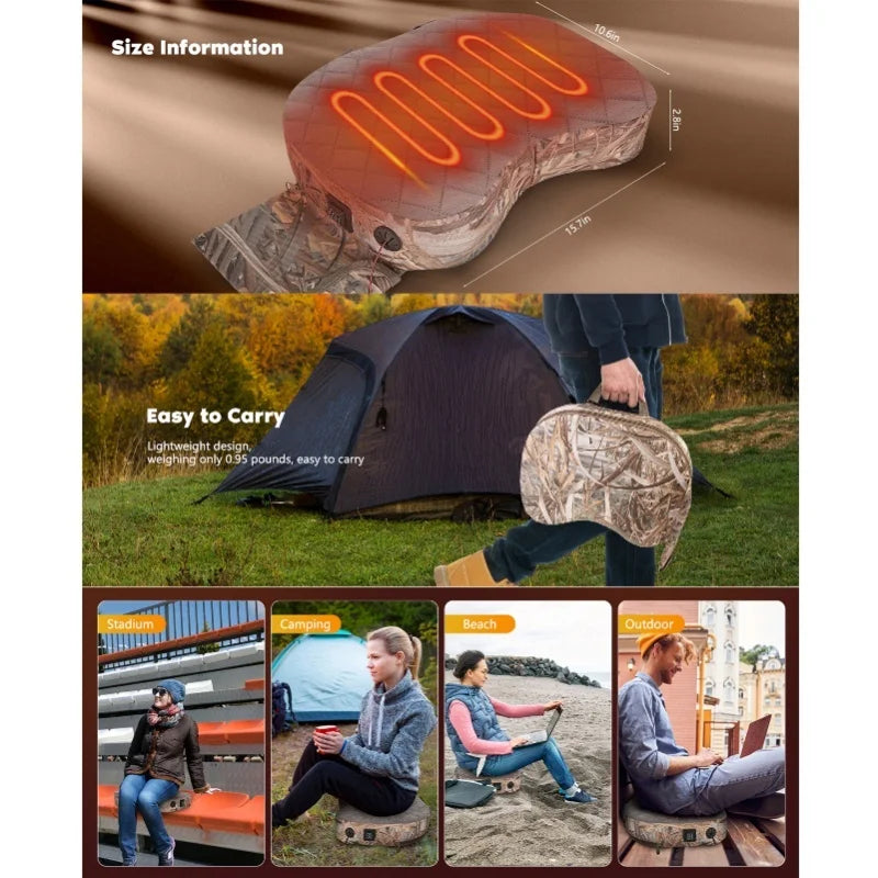 HafoLint Heated Stadium Seat - Fast 5-Sec Portable Bleacher Cushion