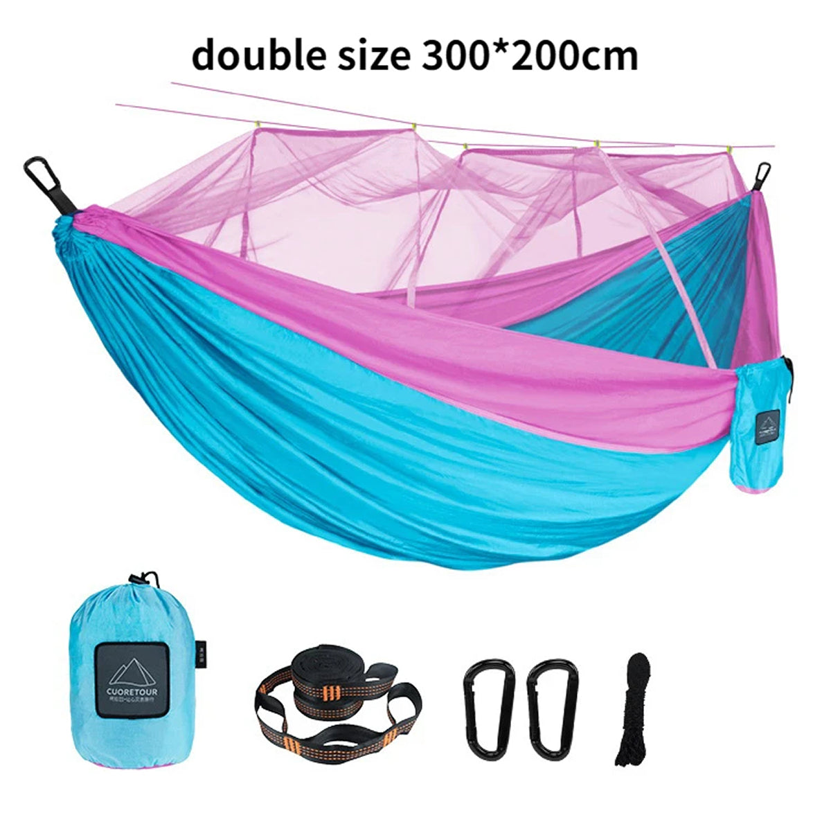HamoxCix Camping Hammock with Mosquito Net 210T Parachute Nylon Lightweight 2-Person