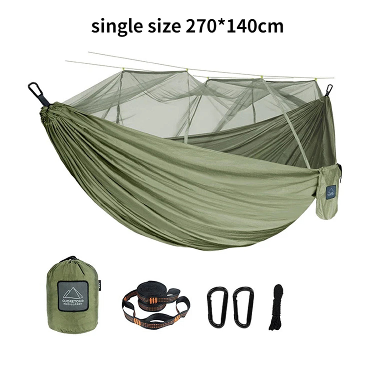 HamoxCix Camping Hammock with Mosquito Net 210T Parachute Nylon Lightweight 2-Person