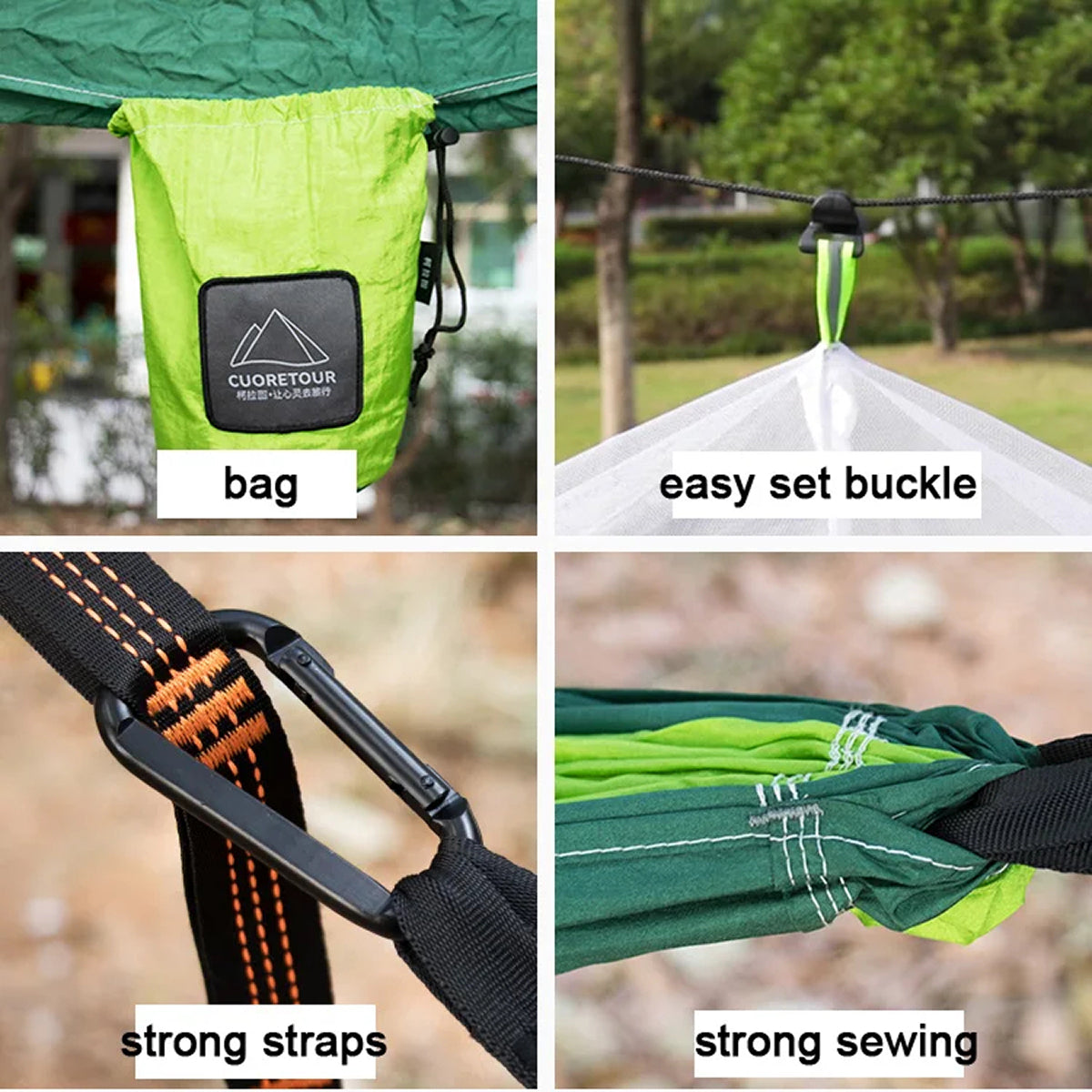 HamoxCix Camping Hammock with Mosquito Net 210T Parachute Nylon Lightweight 2-Person