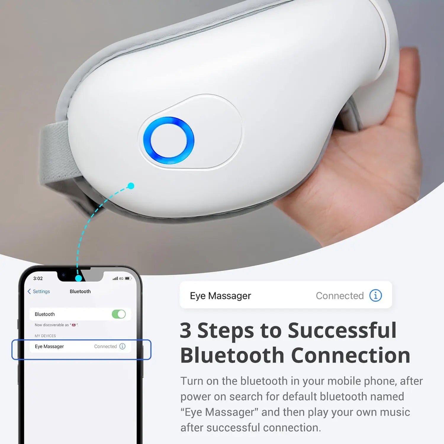 HeatLids 3-in-1 Smart Heated Eye Mask with 42°C Thermal Precision, Triple-Action Massage, and 5-Mode Bluetooth Therapy
