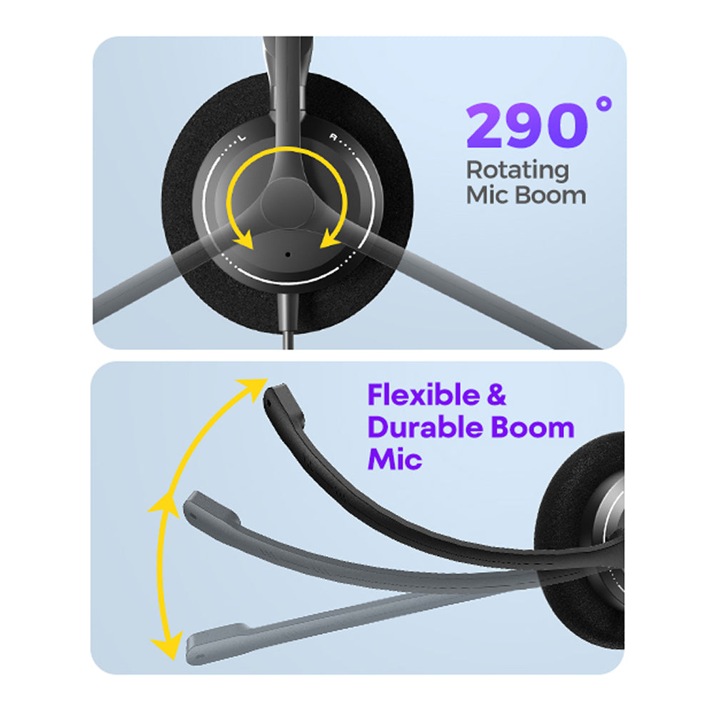 HedivLex Office Headset 99% ENC Noise Cancellation Triple Connectivity USB-C 3.5mm