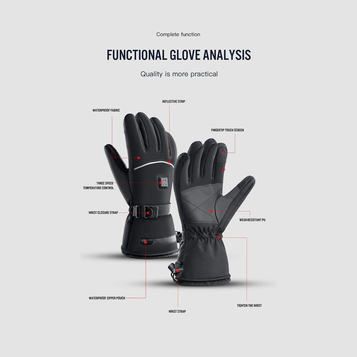 HeiGlaxi Heated Gloves - Full Hand Rechargeable Winter Warmth