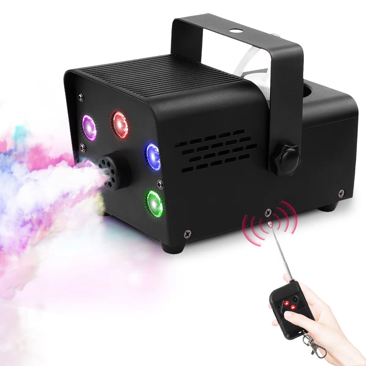 HexieMist 6500 CFM Fog Machine with 12 Color RGB LED Lights, Dual Remote Control and 2-Minute Rapid Warm-Up