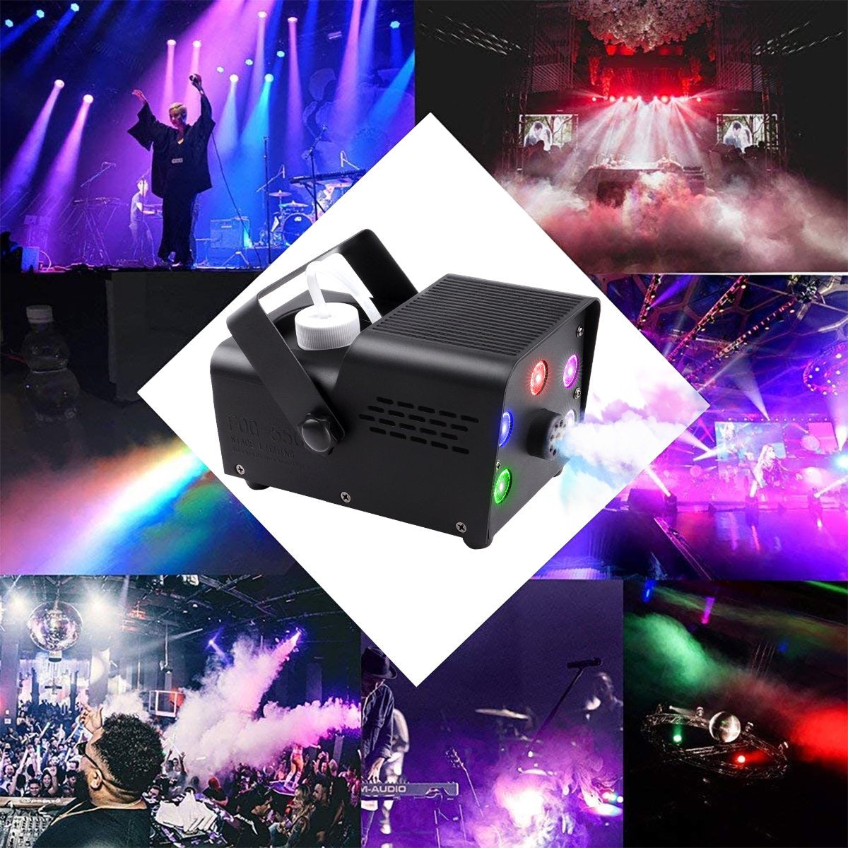 HexieMist 6500 CFM Fog Machine with 12 Color RGB LED Lights, Dual Remote Control and 2-Minute Rapid Warm-Up