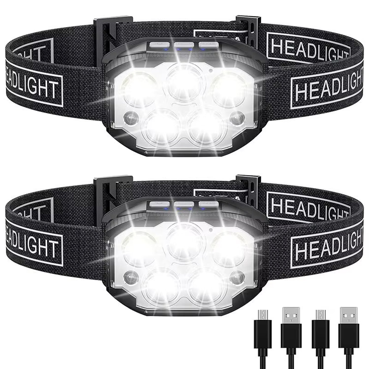 HiRechix Rechargeable Headlamp 1,200 Lumens 12 Modes Motion Sensor IP65 Waterproof