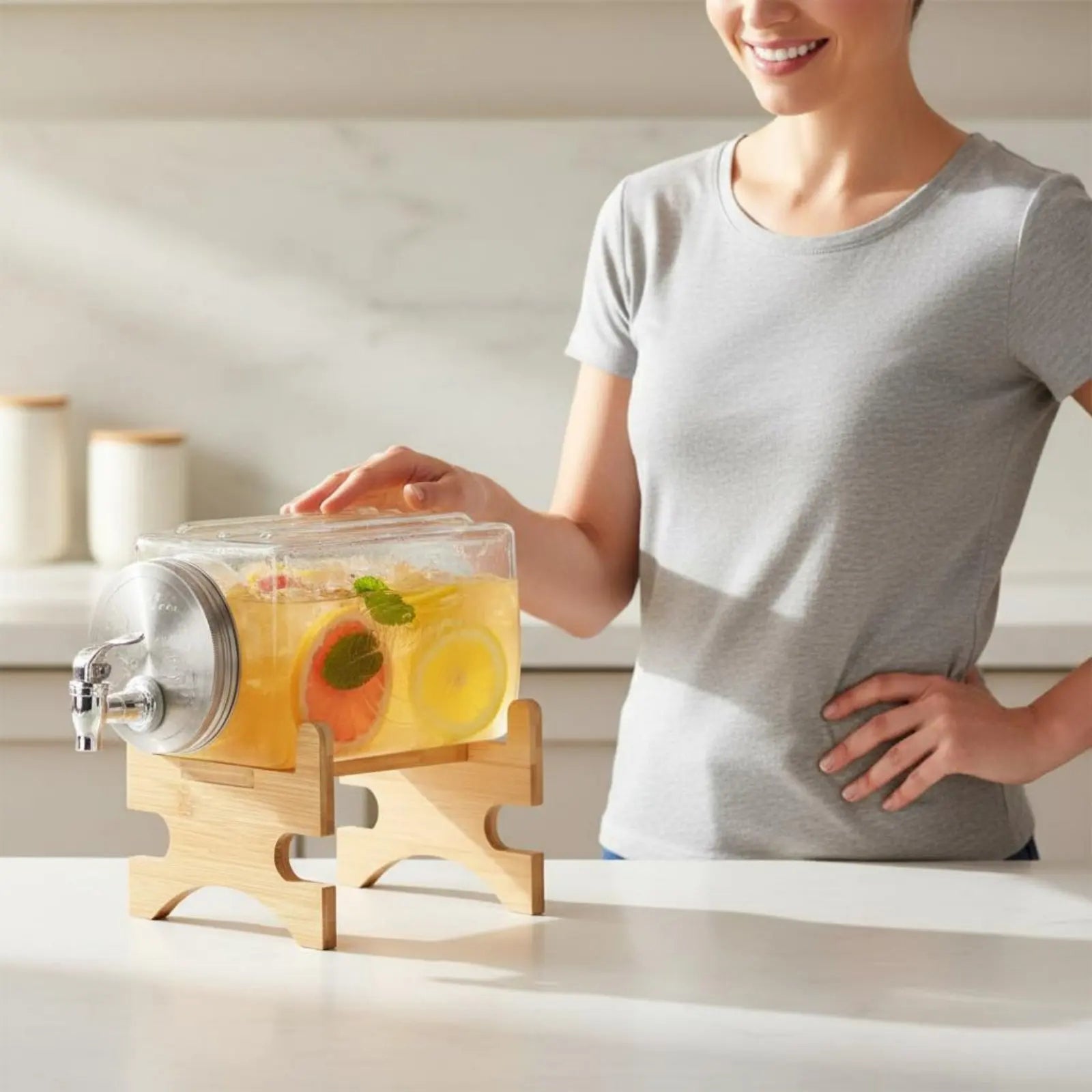 HionFrax 3L Glass Beverage Dispenser with Leak-Resistant Spigot