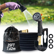 HosiExpi Expandable Garden Hose with 3x Rapid Extension, 3750D Polyester Outer Shell and 8-Pattern Heavy-Duty Spray Nozzle