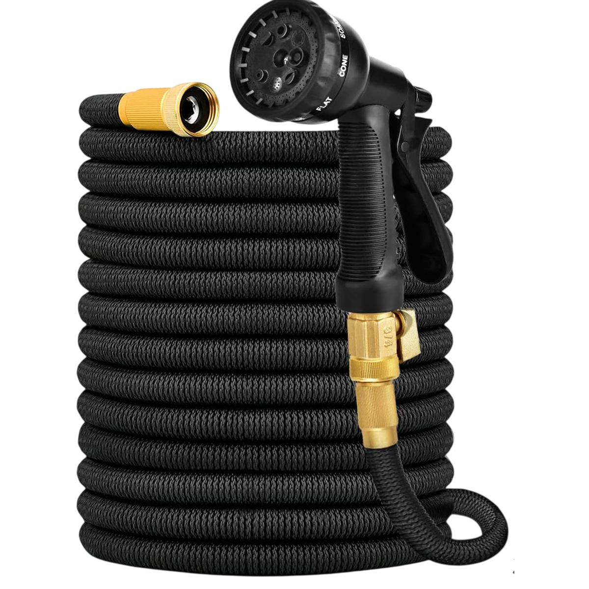 HosiExpi Expandable Garden Hose with 3x Rapid Extension, 3750D Polyester Outer Shell and 8-Pattern Heavy-Duty Spray Nozzle