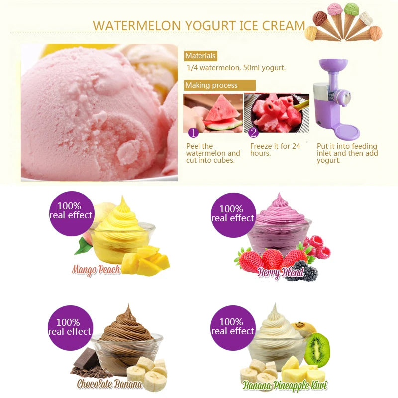 IcyKrimy Instant Fruit Soft-Serve Maker - Healthy Homemade Desserts
