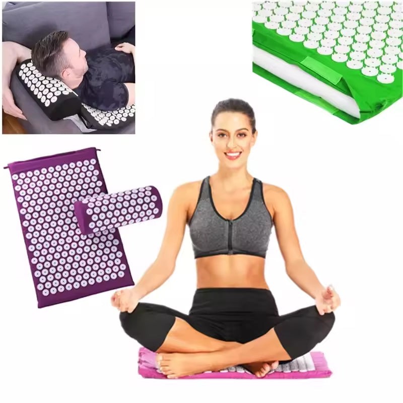 MattBoxi 15mm Extra-Thick Acupressure Mat and Neck Pillow Set with 15,000+ HIPS Spikes and 210D Oxford Cloth