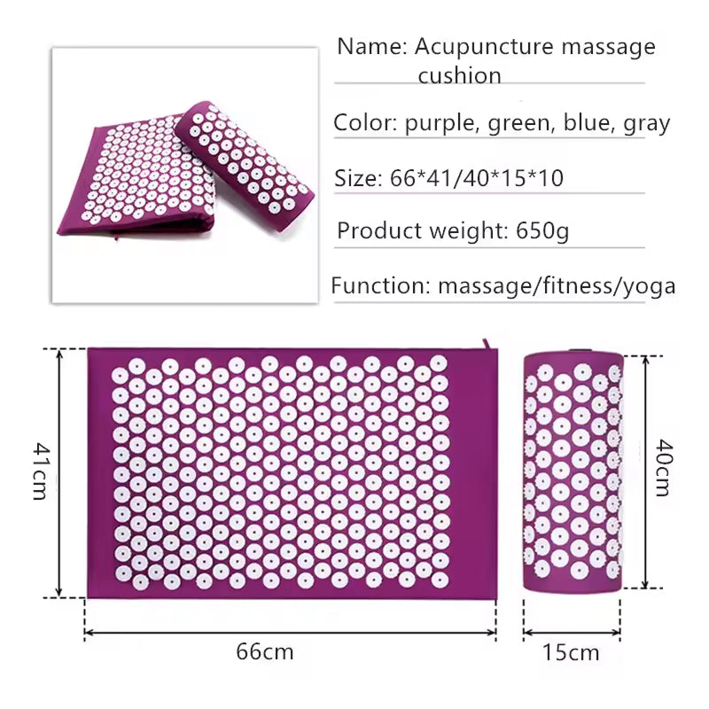 MattBoxi 15mm Extra-Thick Acupressure Mat and Neck Pillow Set with 15,000+ HIPS Spikes and 210D Oxford Cloth