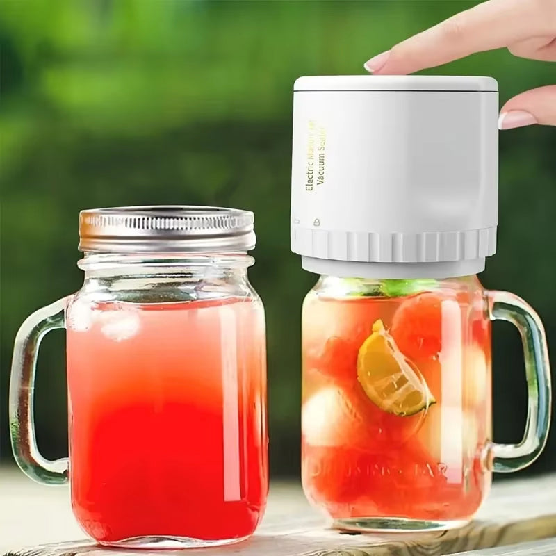 JaryLeki Cordless Mason Jar Vacuum Sealer with -60kPa Professional Suction, Intelligent Auto-Stop Timer and Universal Jar Compatibility
