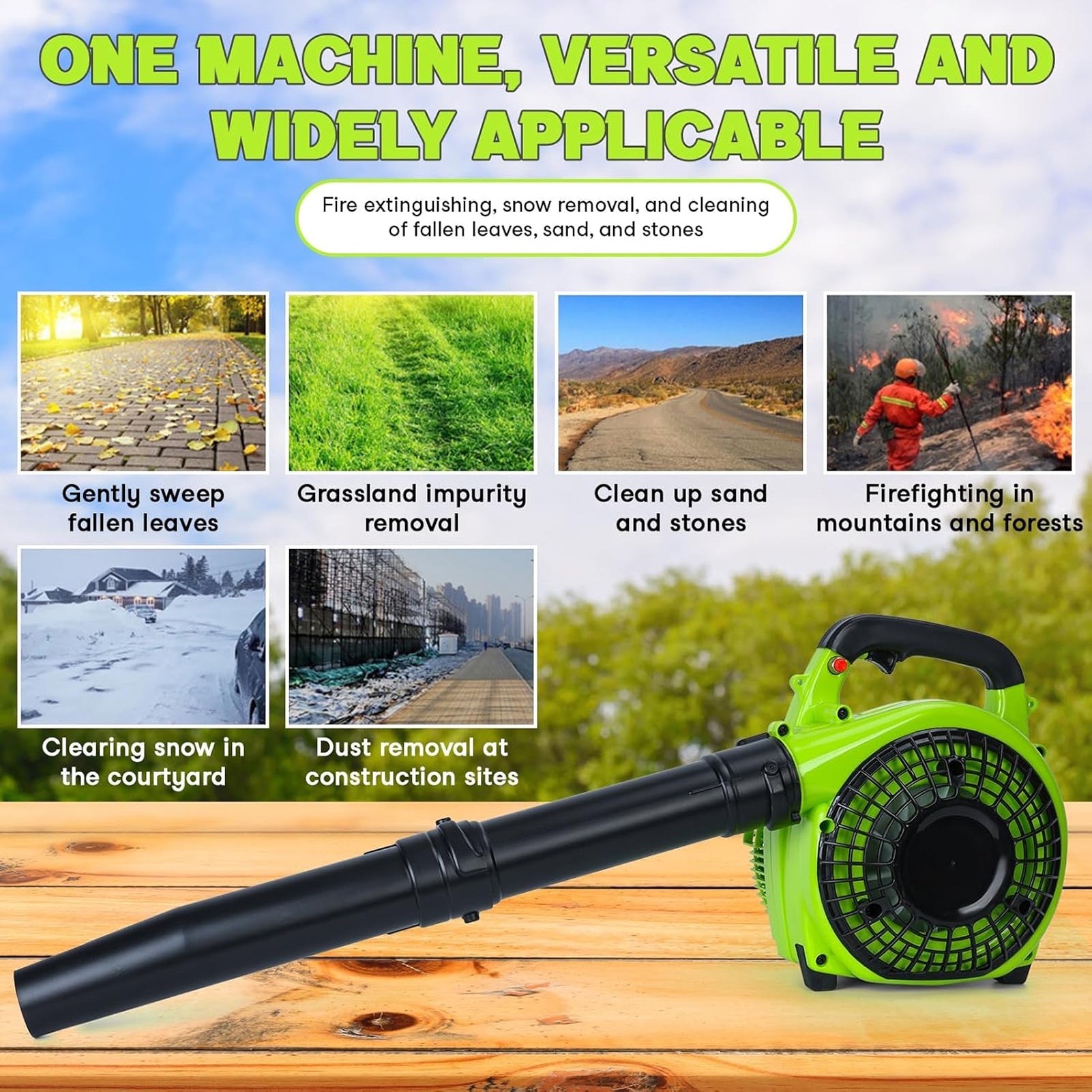 JetoTurb Gas Leaf Blower - 380CFM High-Volume Airflow, 180MPH Wind Speed, 2-Stroke Engine with Easy-Start