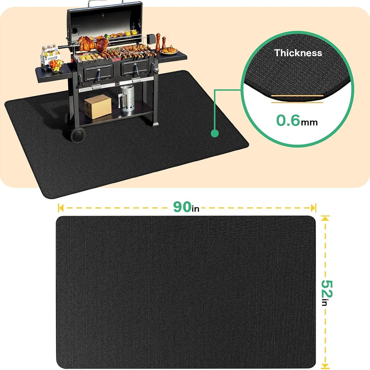 JoliBanix BBQ Grill Mat Extra Large Fireproof for Deck Protection