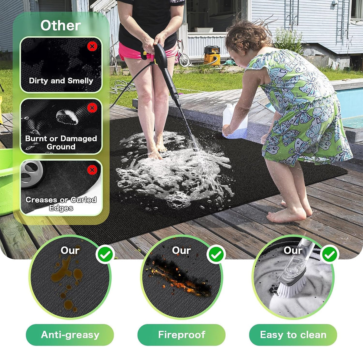 JoliBanix BBQ Grill Mat Extra Large Fireproof for Deck Protection