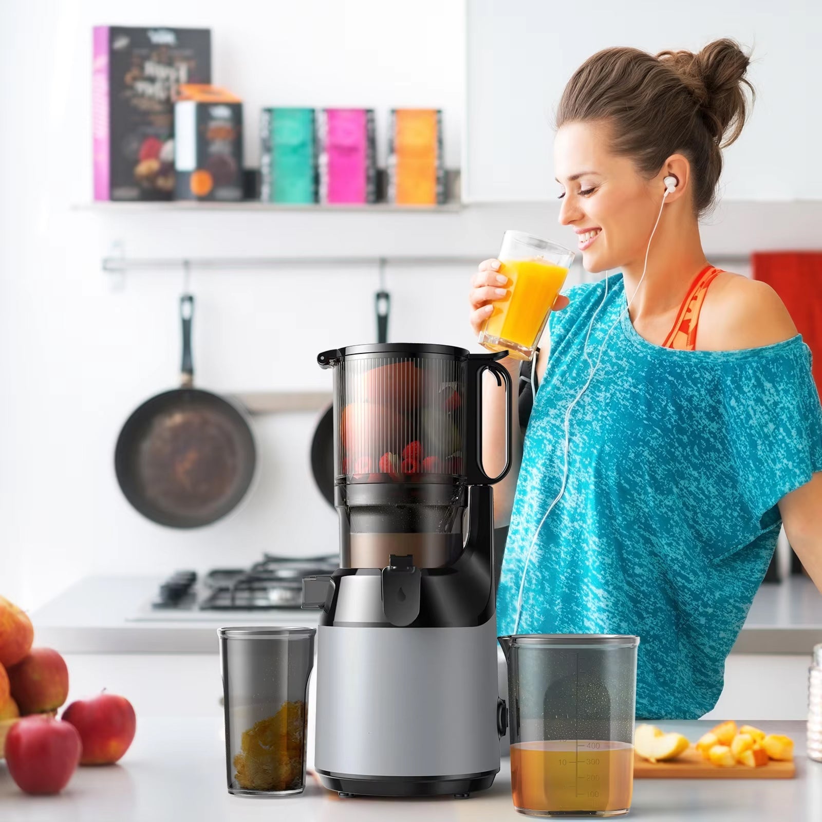 JoyDrinko 130mm Wide Chute Cold Press Juicer - 90% Juice Yield