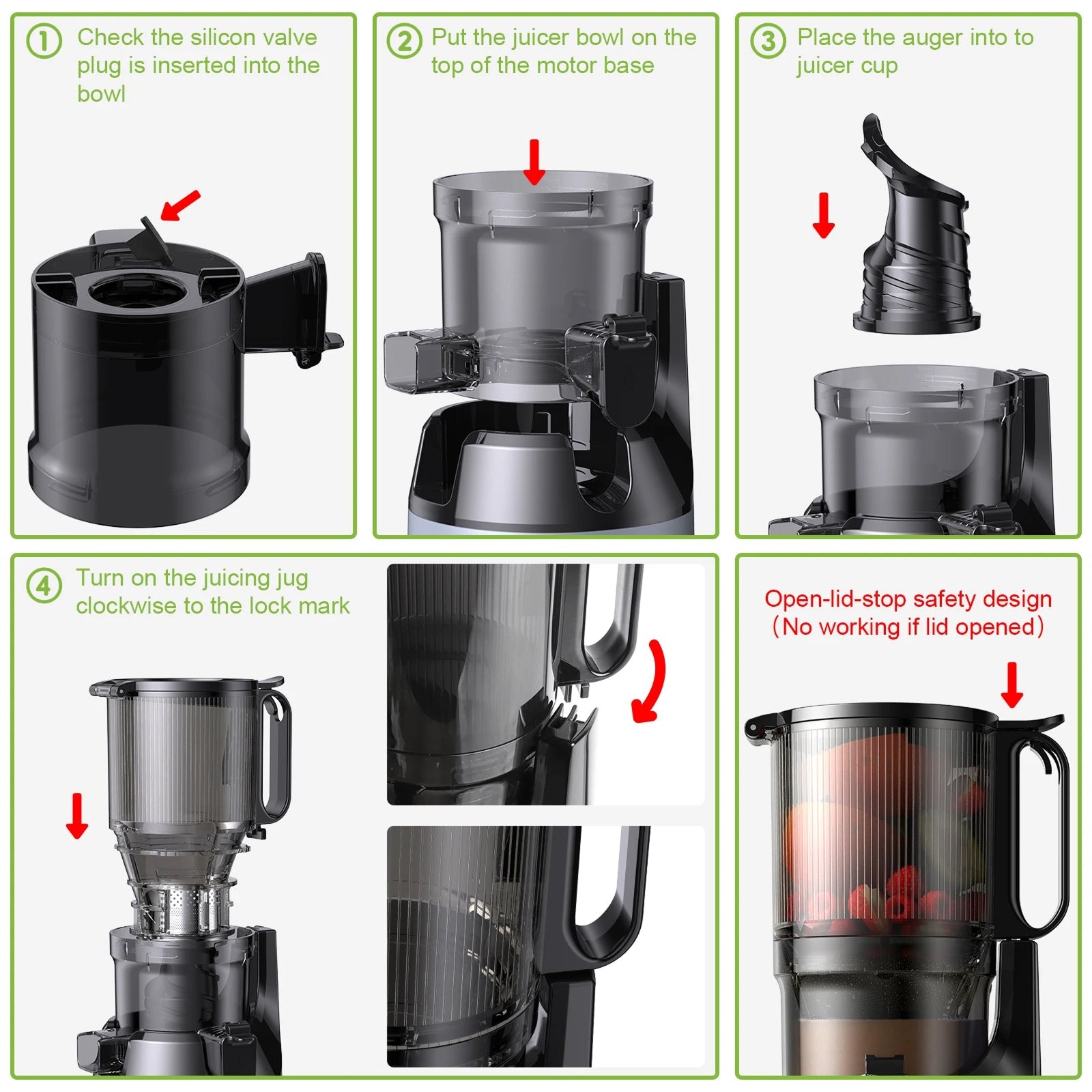 JoyDrinko 130mm Wide Chute Cold Press Juicer - 90% Juice Yield