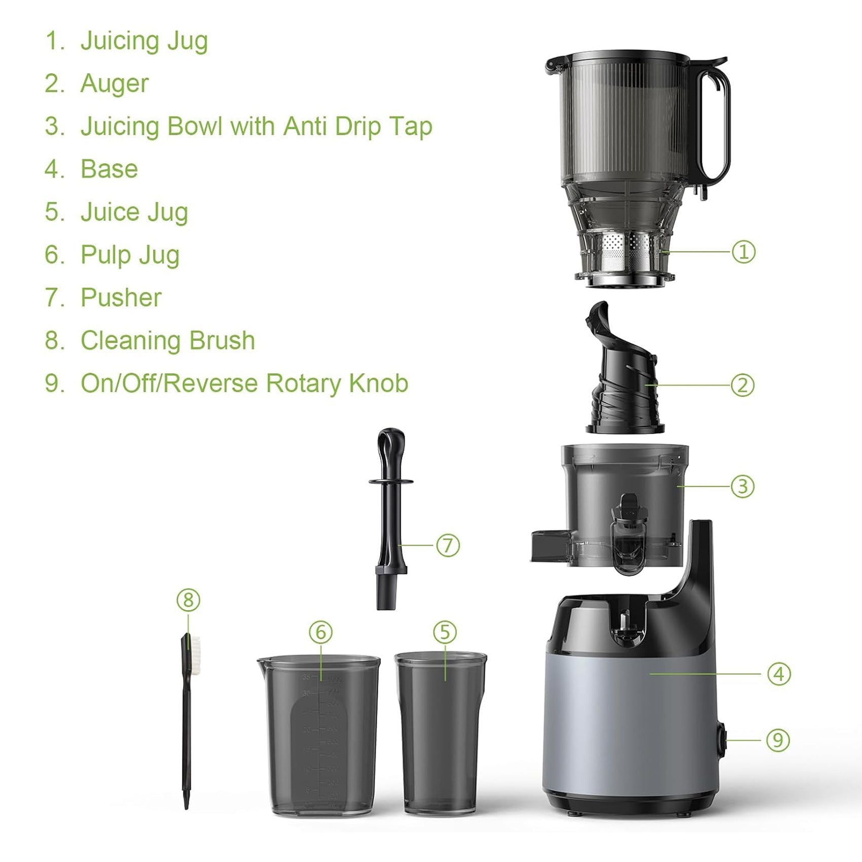 JoyDrinko 130mm Wide Chute Cold Press Juicer - 90% Juice Yield