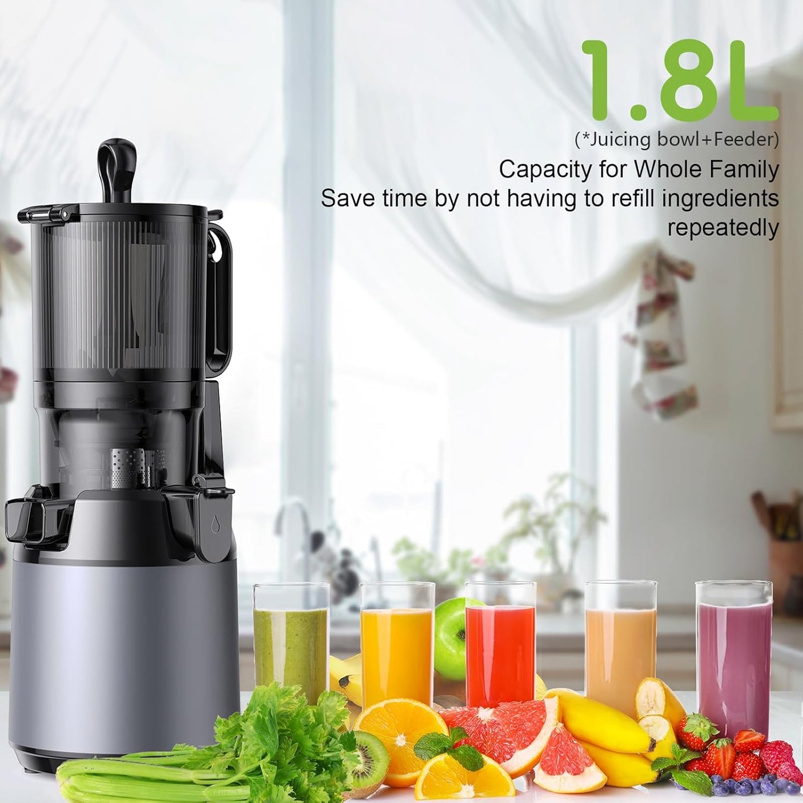 JoyDrinko 130mm Wide Chute Cold Press Juicer - 90% Juice Yield