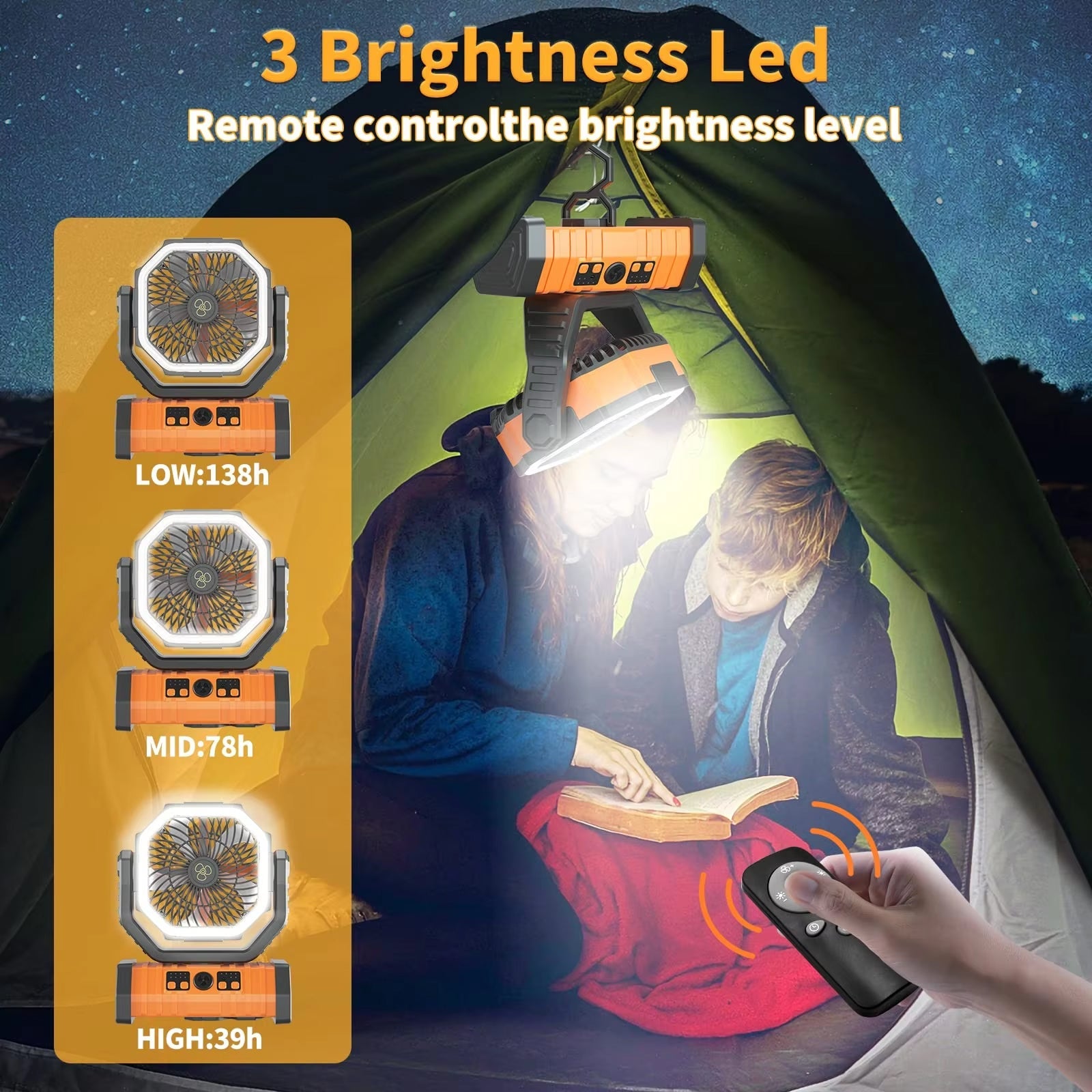 JoyWica Camping Fan 9000mAh Power Bank LED Lantern