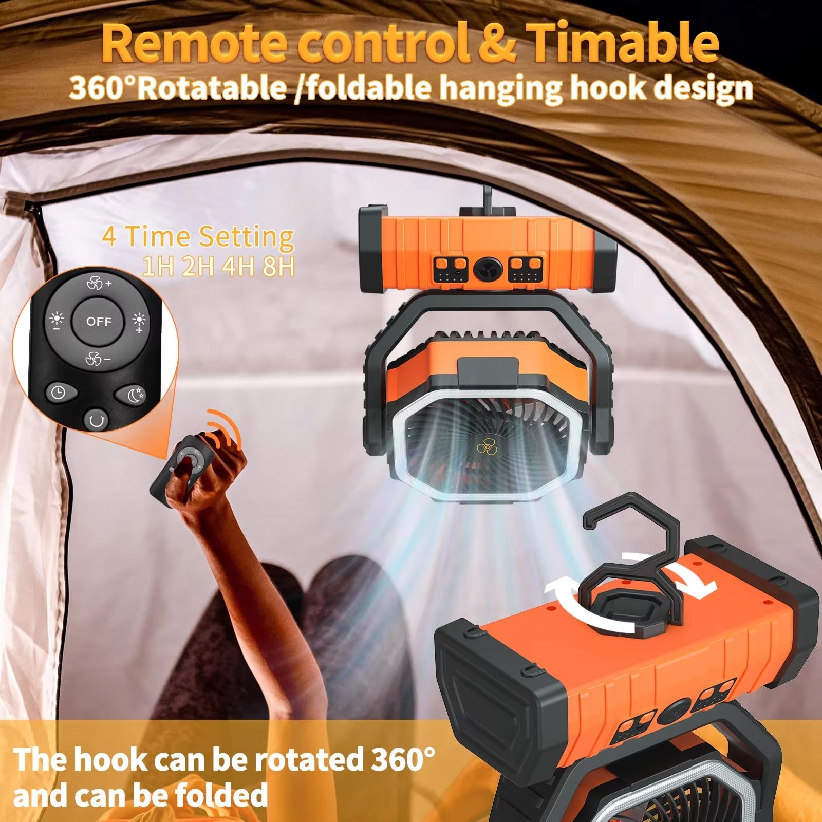 JoyWica Camping Fan 9000mAh Power Bank LED Lantern