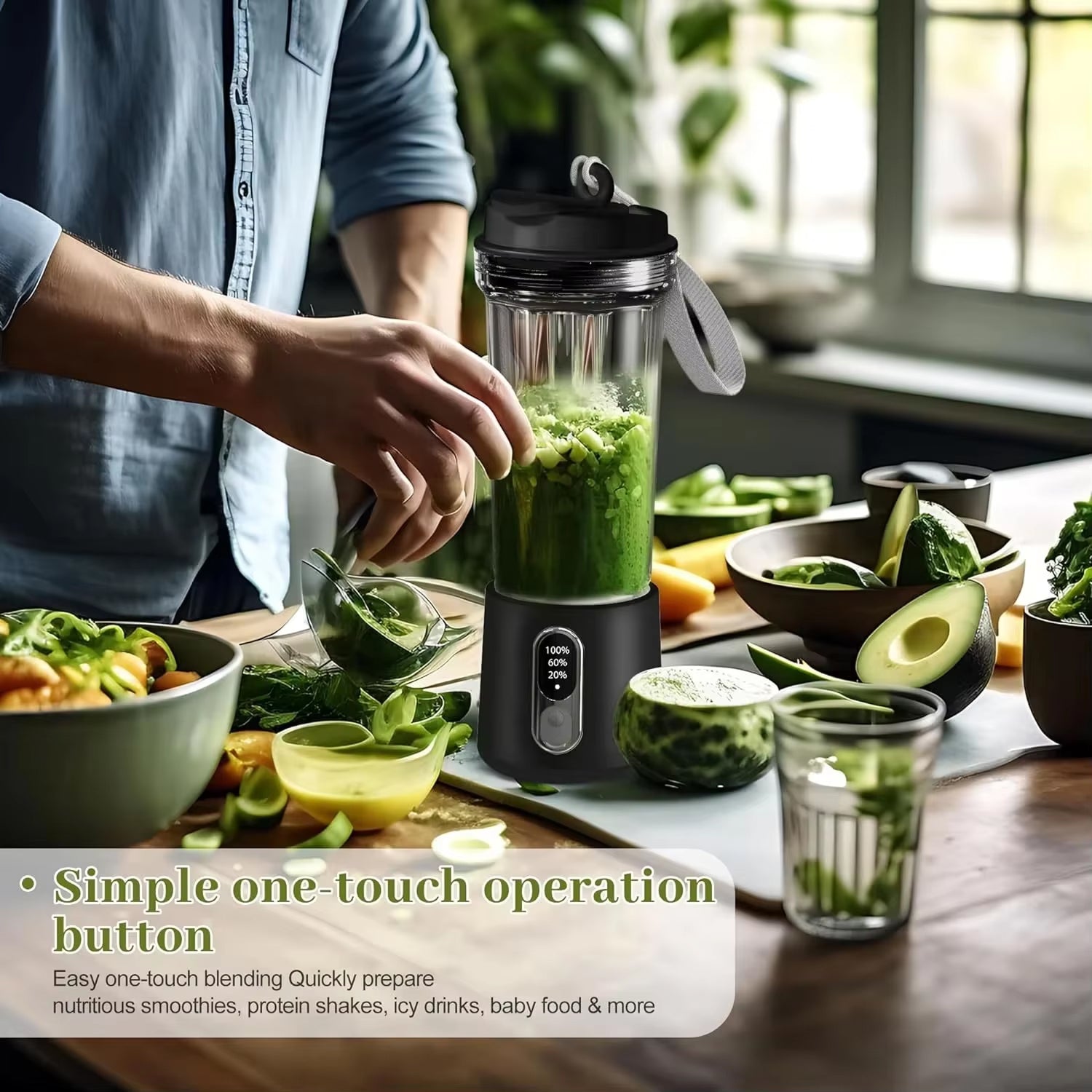 JucySpin Portable Rechargeable 180W Smoothie Blender