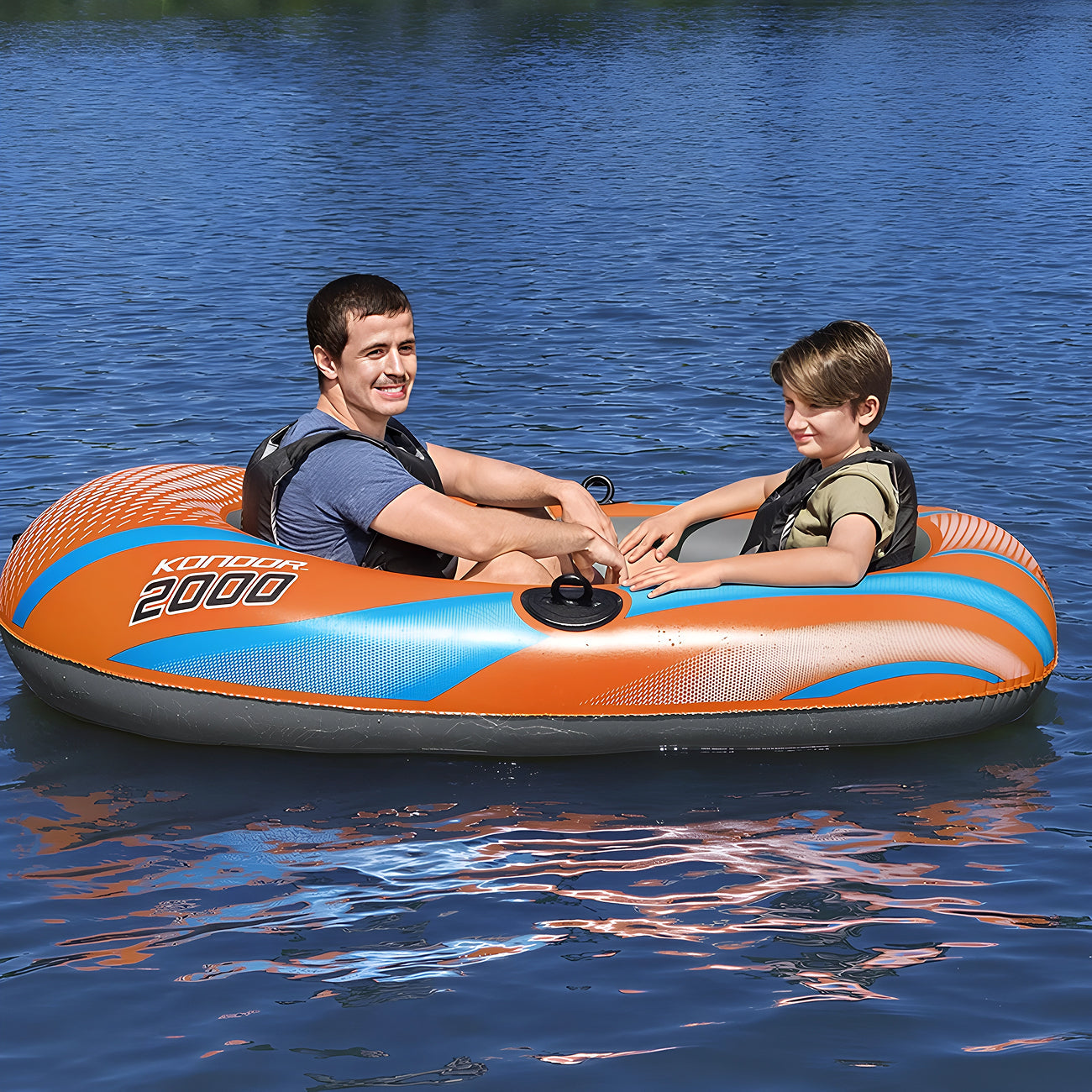 KayixMax Inflatable Kayak Heavy-Duty PVC 8-Min Rapid Inflation with Pump and Paddles