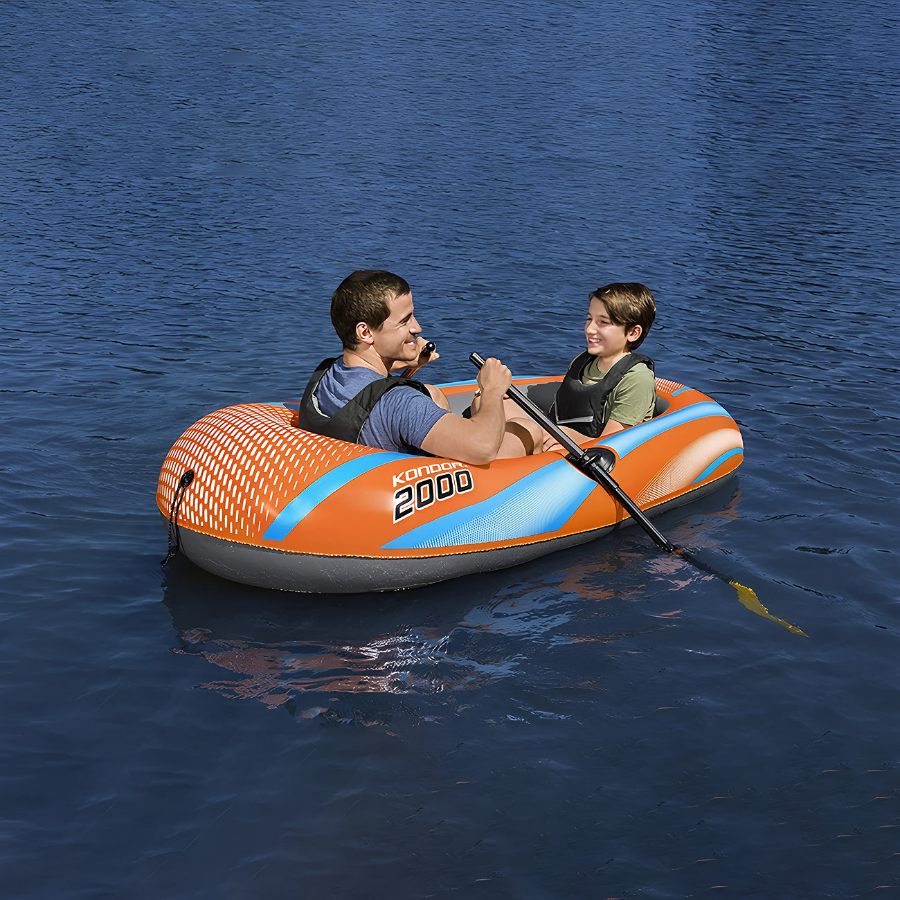 KayixMax Inflatable Kayak Heavy-Duty PVC 8-Min Rapid Inflation with Pump and Paddles