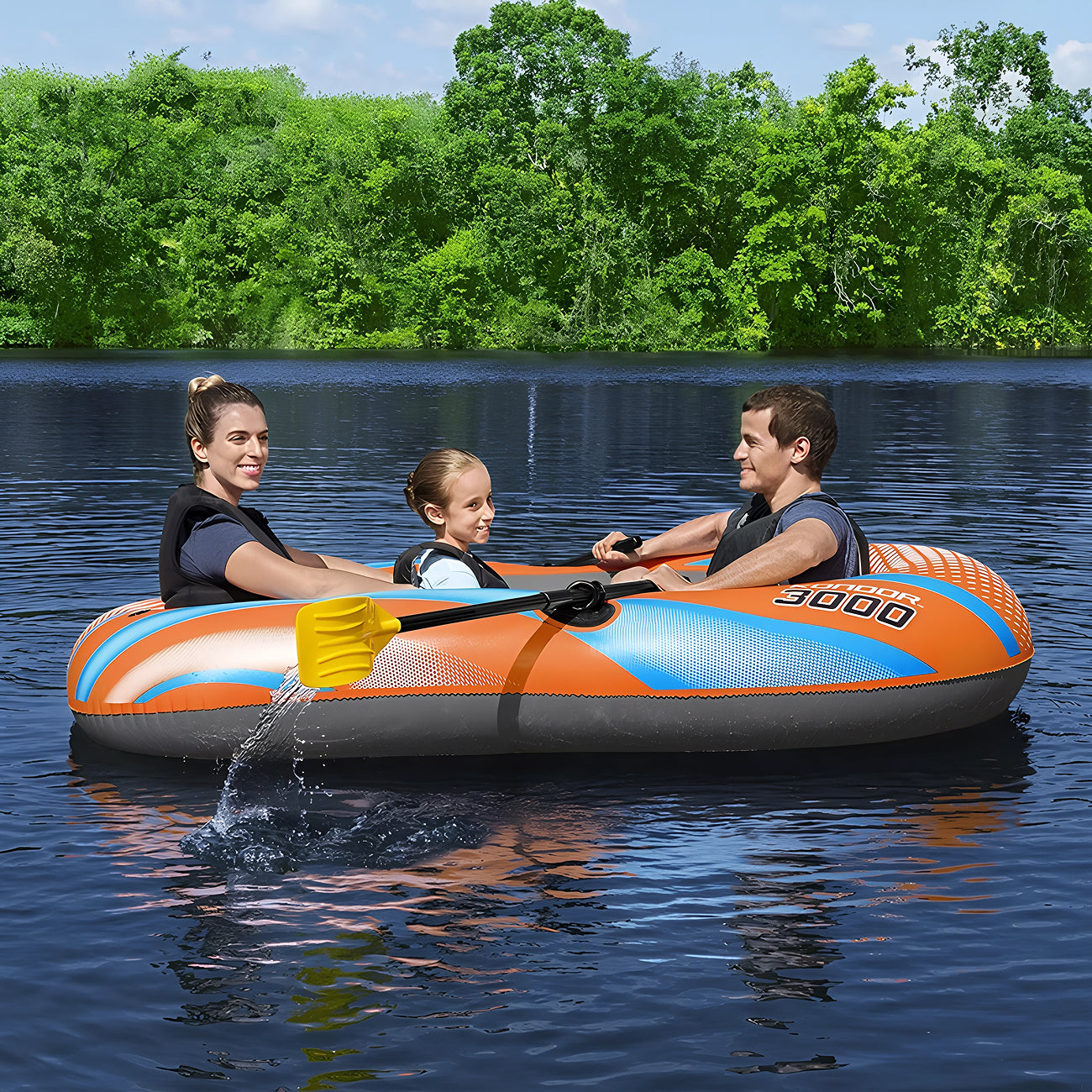 KayixMax Inflatable Kayak Heavy-Duty PVC 8-Min Rapid Inflation with Pump and Paddles