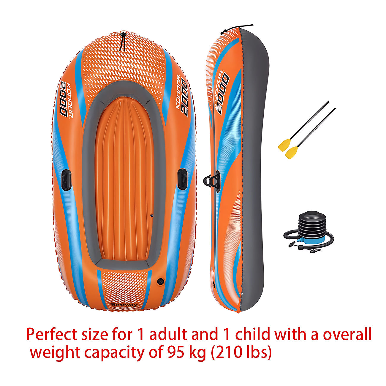 KayixMax Inflatable Kayak Heavy-Duty PVC 8-Min Rapid Inflation with Pump and Paddles