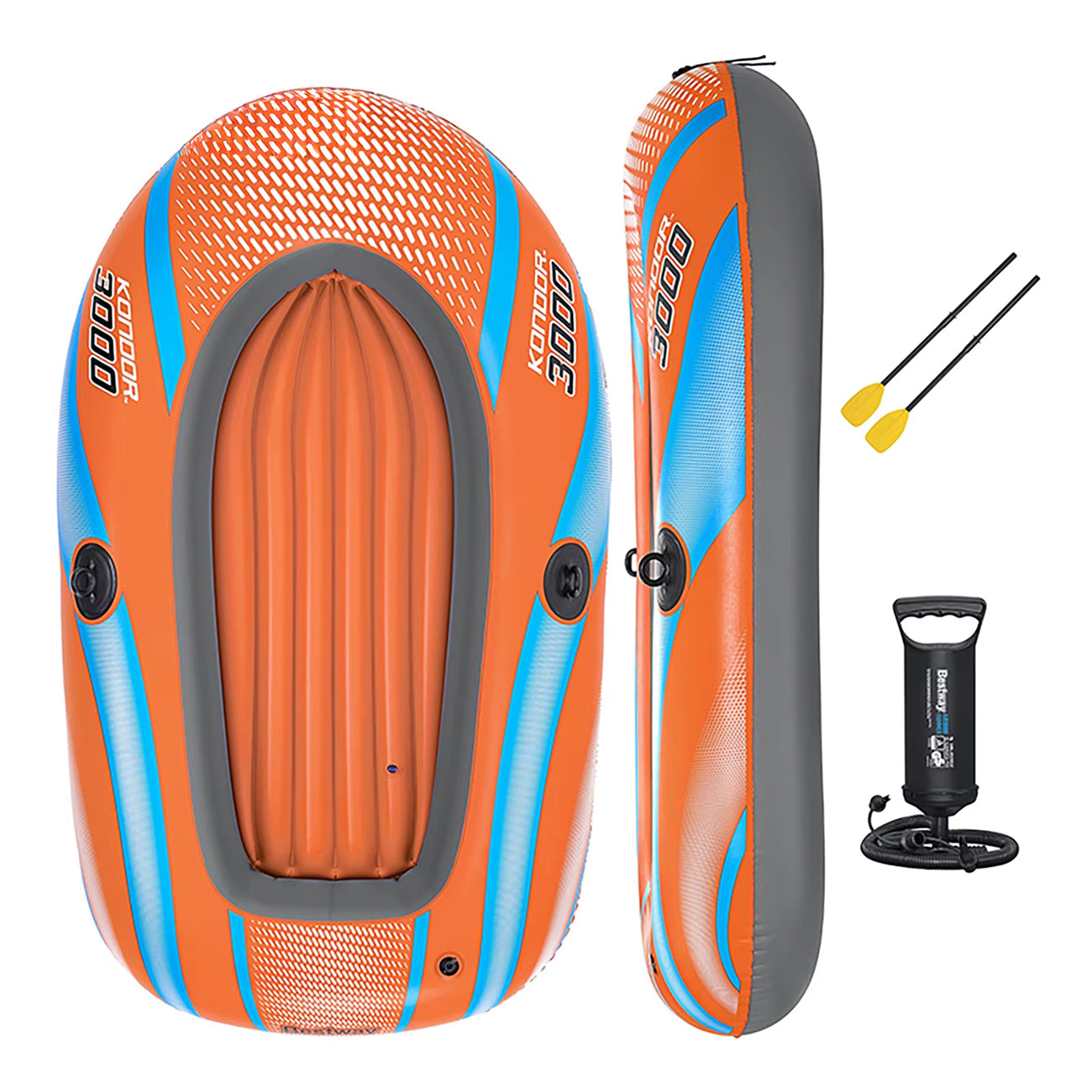 KayixMax Inflatable Kayak Heavy-Duty PVC 8-Min Rapid Inflation with Pump and Paddles