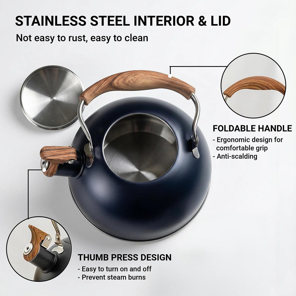 Kettlepis 2.5L Stainless Steel Whistling Stovetop Kettle