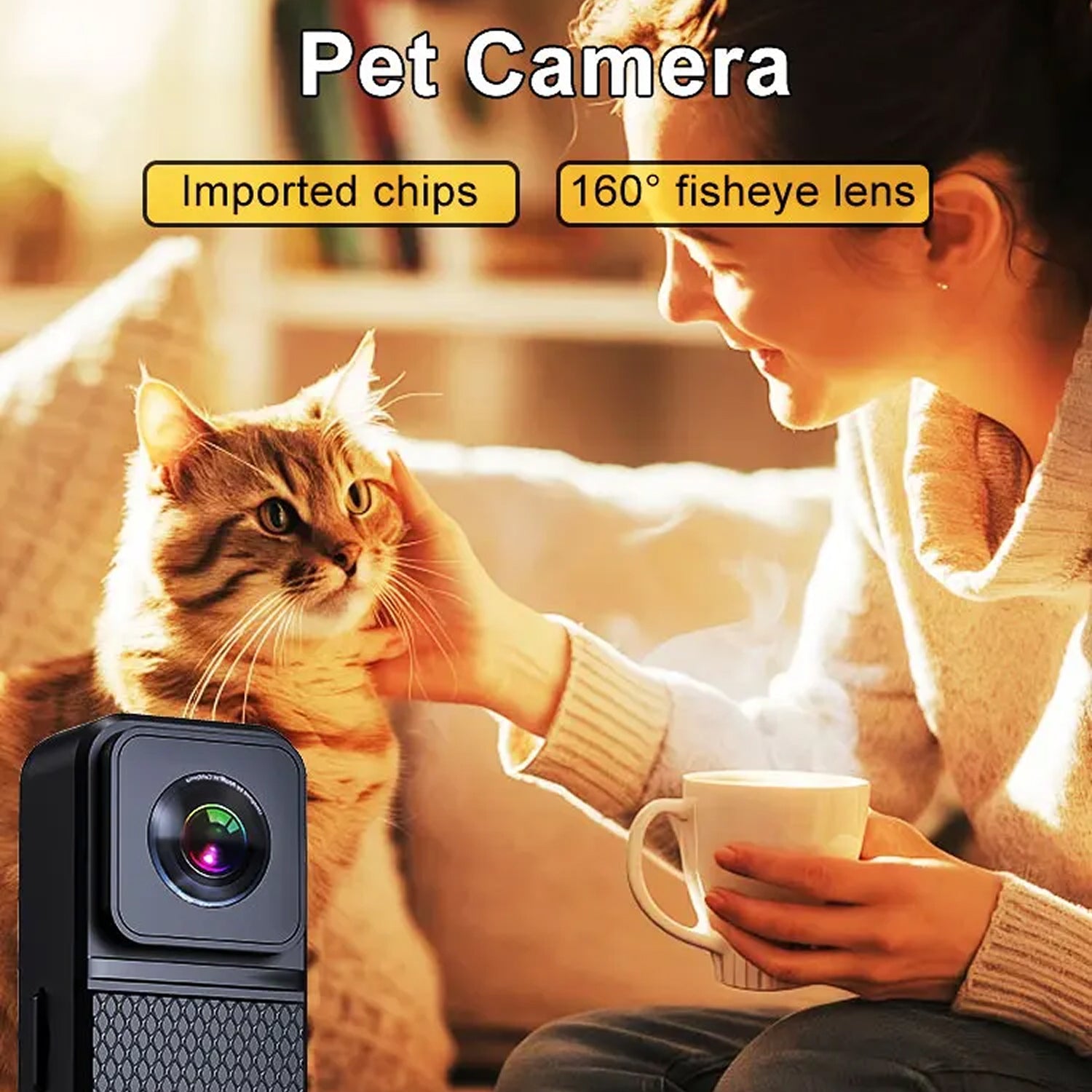 KITTITREK 1080P HD Pet Camera with 160 Wide-Angle Lens