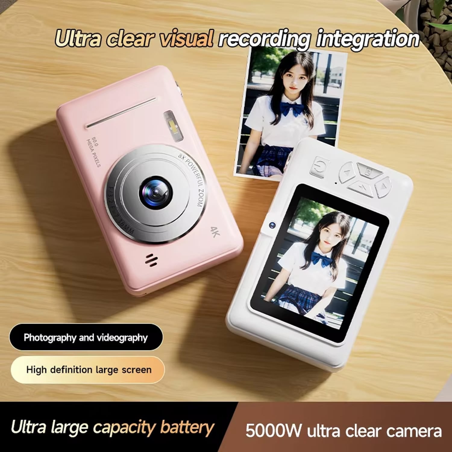 KivixCam Kids Digital Camera 50MP 4K Video Retro CCD Selfie Cam with 256GB Support