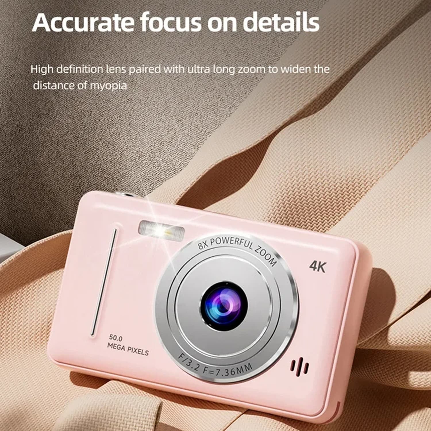 KivixCam Kids Digital Camera 50MP 4K Video Retro CCD Selfie Cam with 256GB Support
