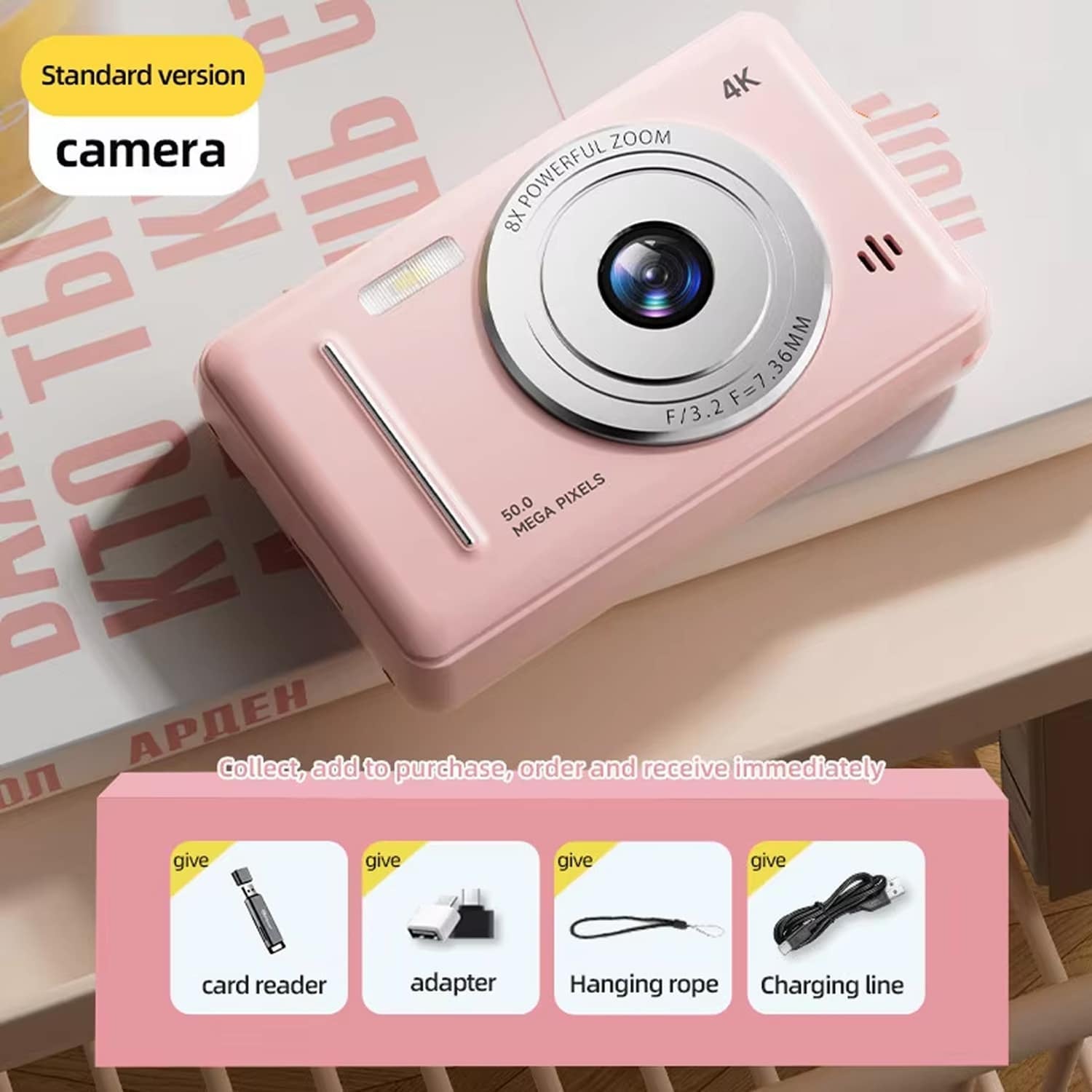 KivixCam Kids Digital Camera 50MP 4K Video Retro CCD Selfie Cam with 256GB Support