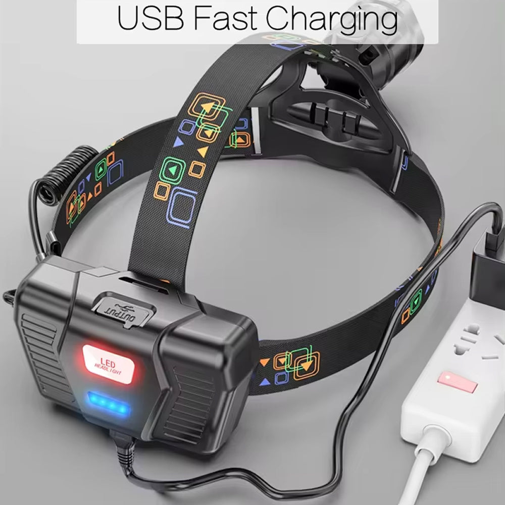 LamiTraxi Trail Running Headlamp 2500m Long-Range P100 LED IPX6 Zoomable Power Bank