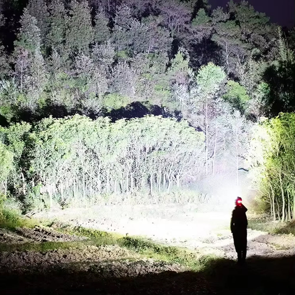 LamiTraxi Trail Running Headlamp 2500m Long-Range P100 LED IPX6 Zoomable Power Bank