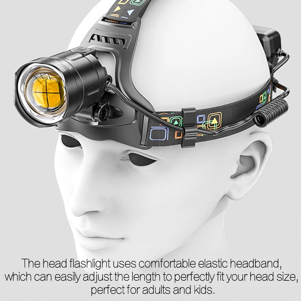 LamiTraxi Trail Running Headlamp 2500m Long-Range P100 LED IPX6 Zoomable Power Bank