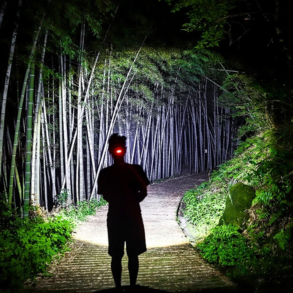 LamiTraxi Trail Running Headlamp 2500m Long-Range P100 LED IPX6 Zoomable Power Bank