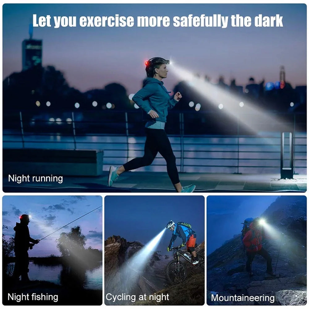 LamiTraxi Trail Running Headlamp 2500m Long-Range P100 LED IPX6 Zoomable Power Bank