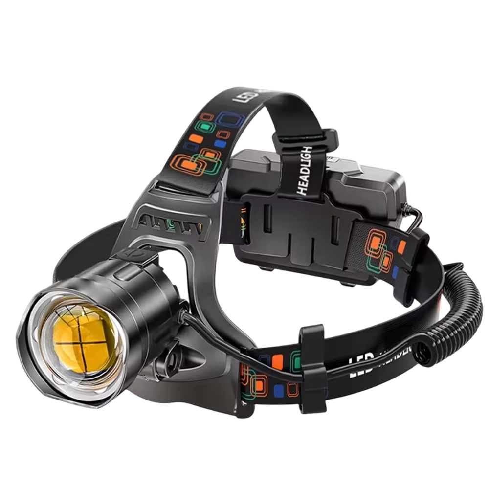 LamiTraxi Trail Running Headlamp 2500m Long-Range P100 LED IPX6 Zoomable Power Bank