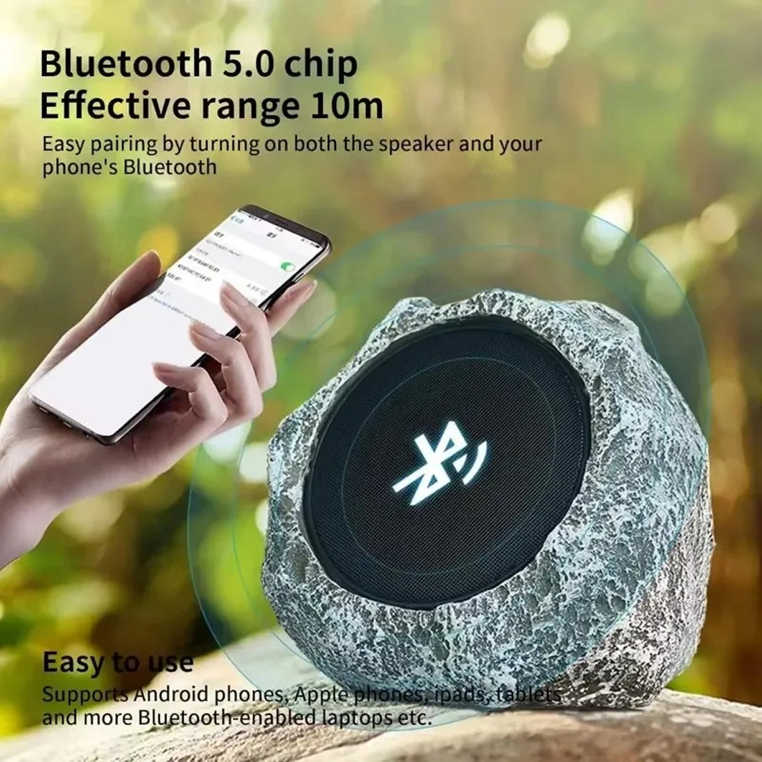 LarnClis Solar Powered Waterproof Rock Speaker